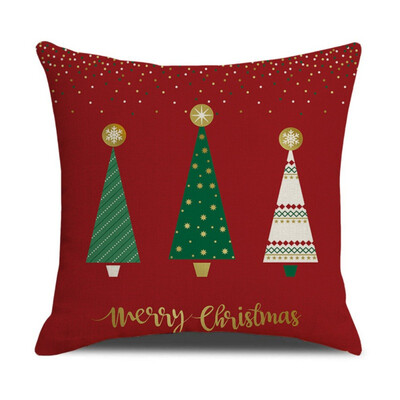 

Merry Christmas Day Cushion Covers Square Santa Claus Pillow Cases Home Decorative Sofa Throw Pillows Covers