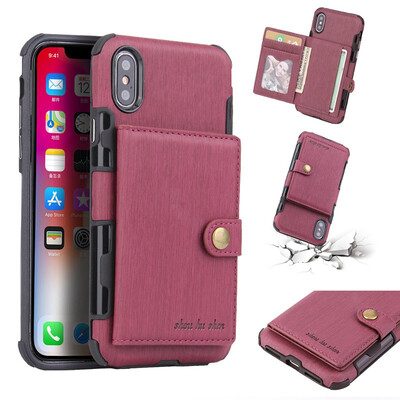 

Anti shock Protection cover for iPhone X Card Slot Phone Case 7 Pocket Luxury Wallet Mobile For iPhone 8 6 6s 7 Plus Shockproof