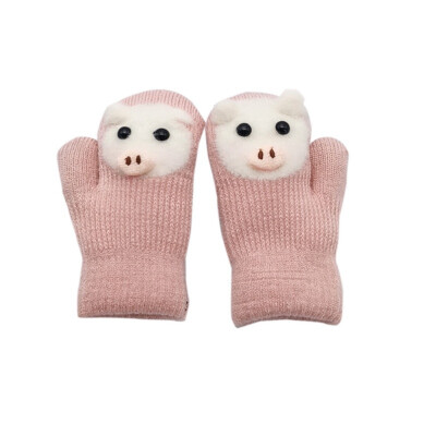 

Kids Gloves Winter Cartoon Rabbit Children Thicken Warm Gloves Girls Cute Full Fingers Rabbit Hair Wool Mittens