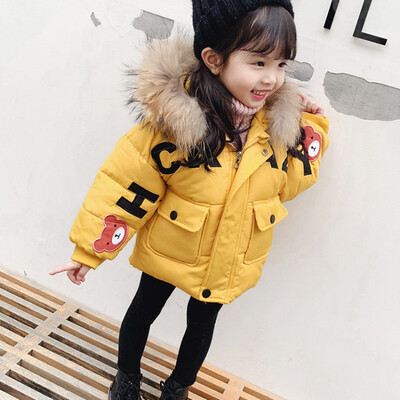 

Jacket For Girls Winter Kids Jacket Children Girl Letter Hooded Warm Outerwear Coat Girls Clothes New Infant Down Parkas