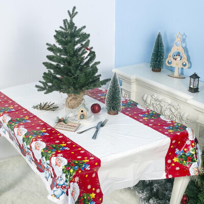 

Tailored New Christmas Decoration PVC Tablecloth 180110cm Christmas Table Waterproof