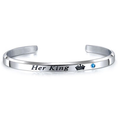 

Her King His Queen Titanium Steel Couple Opening Bracelet Girls Accessories Unisex Pair Hand Ring Jewelry Valentines Day Hot Gift