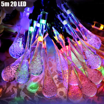 

Christmas Props 5m 20 LEDs Solar String Light Water Drop Style Lamp Decors New Year Decoration