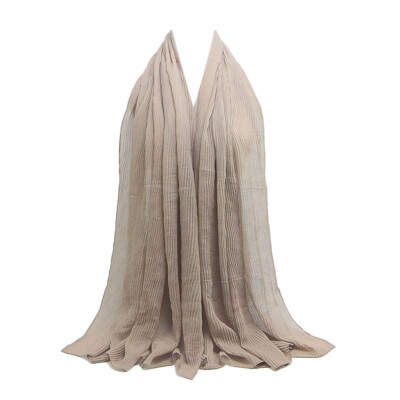 

Gobestart Fashion Pleated wrinkled cotton&linen Shawl Soft Muslim Scarf