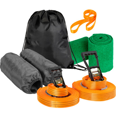 

Adults Children Slackline Set Ratchet Flat Band Balancing Tape Balance Training Walking Line Complete Kit