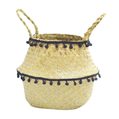 

New Seaweed Weave Flower Basket Folding Shopping Basket Household Items Storage Basket