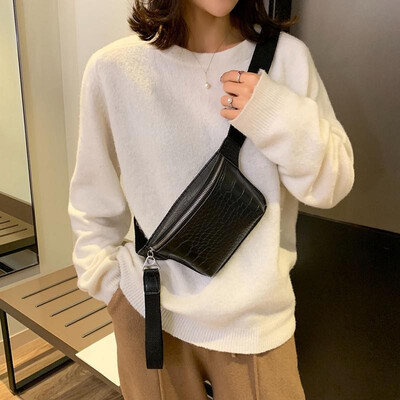 

Women Bag Crocodile PU Leather Crossbody Zipper Chest Bag Waist Bag Small Handbag