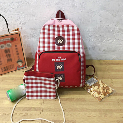 

Tailored Female Canvas Plaid Backpack Campus Student Bag Large Capacity Travel Backpack