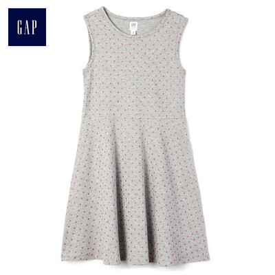 

GAP flagship store childrens clothing girls summer polka dot pattern wide swing sleeveless dress 336836 hemp gray L