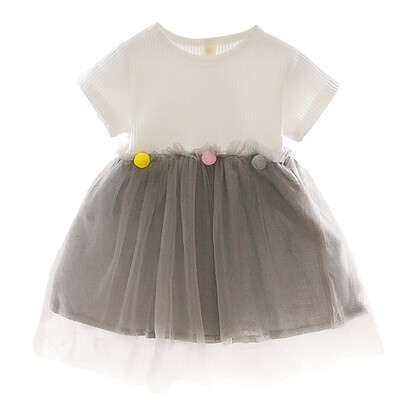 

Summer Sweet And Lovely Girl Dress Fashion Korean Princess Dress Stitching Design Mesh Dress