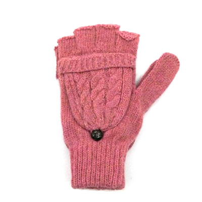 

Winter Braided Knitted Half Finger Flip Fingerless Convertible Mittens Gloves