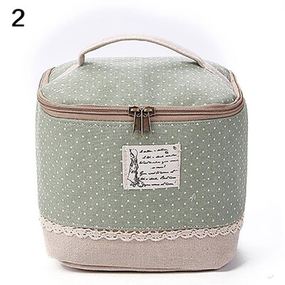 

Travel Dot Floral Cosmetic Makeup Bag Toiletry Organizer Lunchbox Storage Case