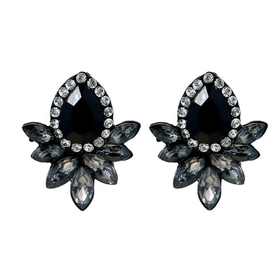 

1 Pair Elegant Women Lady Jewelry Black Crystal Rhinestone Stud Earrings