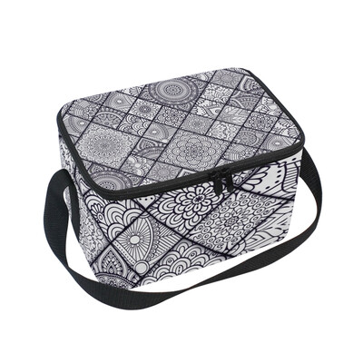

ALAZA Insulated Lunch Box Gray Roma Style Lunch Bag for Men Women Portable Tote Bag Cooler Bag