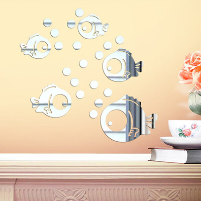 

Toponeto Bubble Fish Bathroom Acrylic Mirrored Decorative Sticker Wall Art Mirror