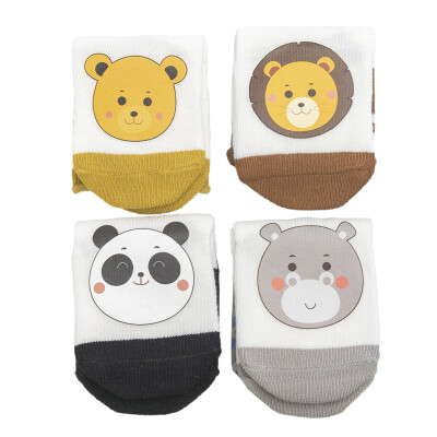 

4 Pair Cotton Newborn Baby Socks Winter Warm Baby Boy Girl Socks Cartoon Animal Print Infant Toddler Kids Anti Slip Floor Sock