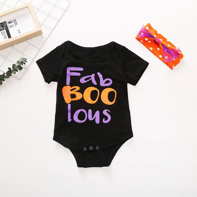 

Cute bobysuits Halloween Pumpkin Holiday Clothing Baby Cotton Rompers Costumes Ruffle Romper Headband 2pcs Newborn Girl Clothes