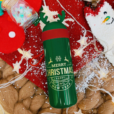 

Gobestart Christmas Stainless Steel Vacuum Flask Water Bottle Coffee Travel Mug Cup 330ML