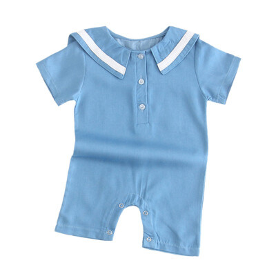 

Infant Baby Solid Print Short Sleeve Rompers Kids Girls Boys Denim Jumpsuit Newborn Clothes Fashion Simple Style Clothes