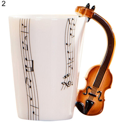 

Creative Guitar Music Note Ceramic Coffee Mug Home Office Milk Tea Water Cup