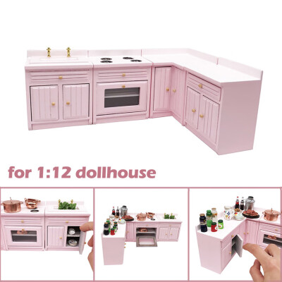 

Siaonvr 112 Dollhouse Miniature Furniture Wooden Kitchen Cabinet Set Combined