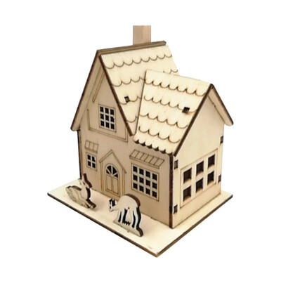 

1PC Light Chalet Christmas Wooden House Christmas Tree Pendant Shiny Wooden Snow House Christmas Decorations for Home