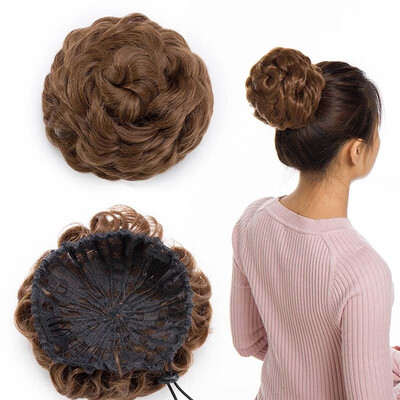 

Messy Hair Bun Chignons Synthetic Hair Extensions Wavy Updo Scrunchy Hairpieces
