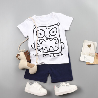 

Summer Baby Boy Clothes Kids Boys Short Sleeve Cartoon Print Tops T-ShirtShorts Children Casual Outfits Sets