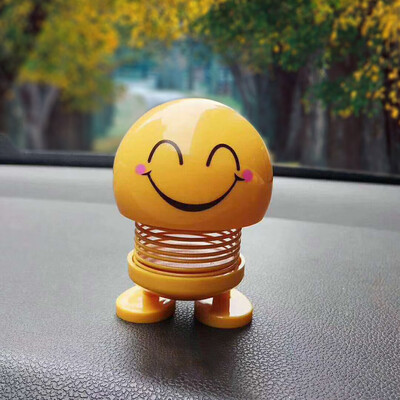 

Gobestart Spring Cute Smiley Doll Car Ornament Interior Dashboard Decor Bounce Toys
