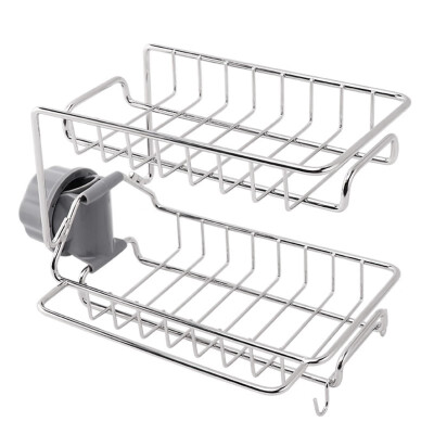 

Faucet Rack Stainless Steel Free Punching Kitchen Sink Storage Rack Rag Sponge Drain Rack Storage Artifact