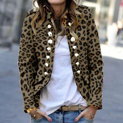 

Tailored Women Autumn Print Fashion Button Long Sleeve Cardigan Top Double-Breasted Coat