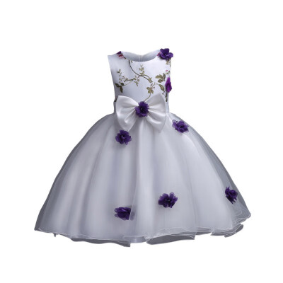 

Dress Childrens Embroidery Flower Sleeveless Princess Dress For Girl 5 Colors Ball Gown Wedding Dress