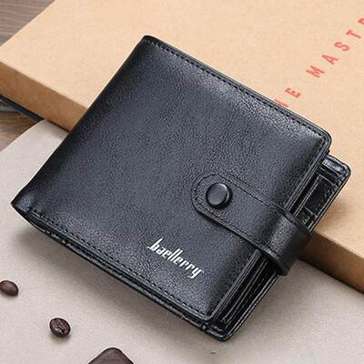 

Men Billfold Solid PU Leather Baellerry Foldable Small Mini Short Change Cash Bag Business Wallet