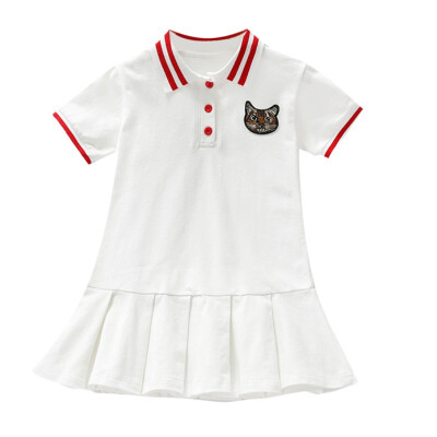 

Summer Casual Baby Girls Cute Cartoon Print Short Sleeve Dress Kids Toddler Pageant Dresses