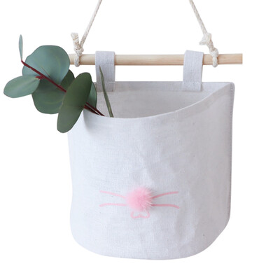 

Wall Mounted Storage Bag Linen Farbric Hanging Pocket Organizer Wardrobe Decorative Bag For Bedroom