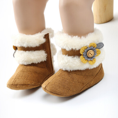 

2018 New Fashion Winter Baby Boots Soft Plush Ball Booties for Infant girls Anti Slip Snow Boot keep Warm Cute Crib shoes