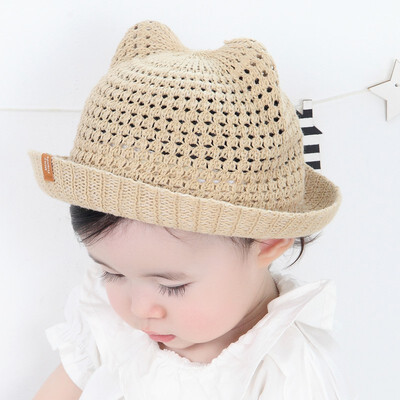 

New Baby Hat Summer Hat For BoysGirls Sun Beach Cap Kids Solid Beach Cap Baby Girls Straw Hat Fashion Baby Sun Cap