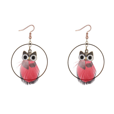 

Womens Circle Retro Earrings Owl Fashion Jewelry Round Practical Feather Vintage Supplies