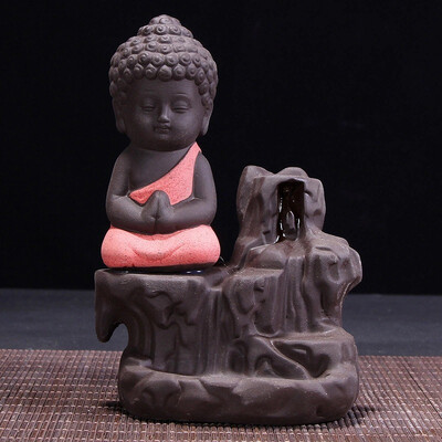 

Backflow Incense Burner Ceramic Little Monk Stick Incense Holder Home Decor Aromatherapy Buddha Censer Incense Ornament