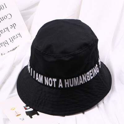 

Idol practice student Cai Xukun with basin hat English letter personality fisherman hat hip-hop girl summer sun hat man