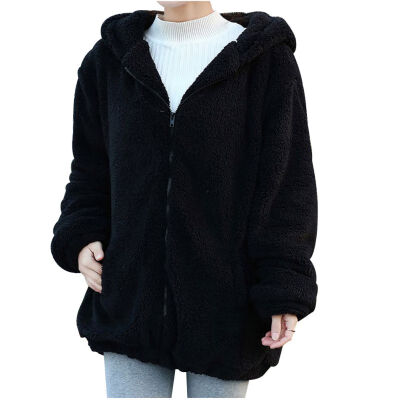 

2017 Women Girls Winter Loose Cute Bear Ear Hoodie Hooded Jacket Warm Outerwear Coat