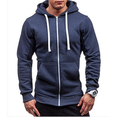 

Casual Pocket Hoodies Men 2018 New Long Sleeve Solid Color Cardigan Hooded Sweatshirt Mens Hoodie Fitness Sweat Coat