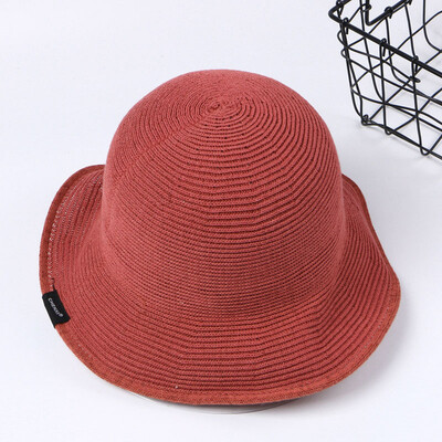 

The hat is a retro art&the childrens spring&summer casual knitted basin cap students fold out the sun-shading cap