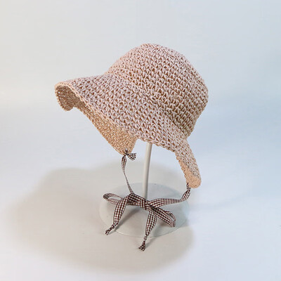 

Children Girl Breathable All-match Sunscreen Lace Up Concise Casual Breathable Handmade Sun Hat 1-8Y Baby Girl Cap