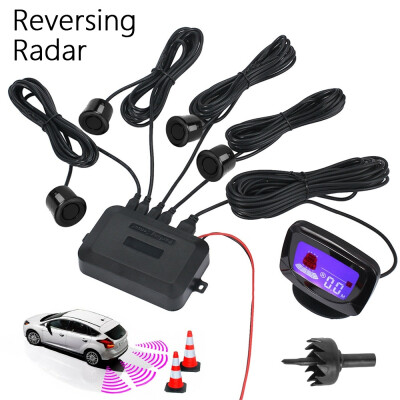 

Car Rear Camera LCD 4 Reversing Parking Sensors Radar Detector System Kit Alarm