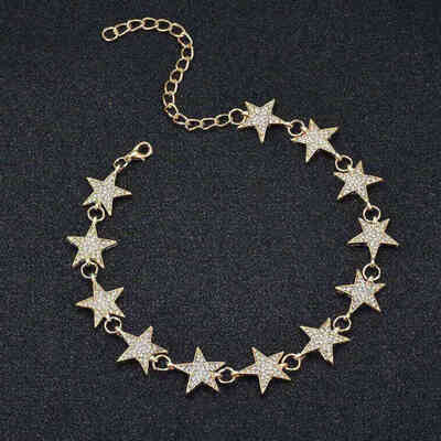 

New Fashion Crystal Stars Link Chain Choker Necklace Trendy Luxury Rhinestones Neck Collar Necklace Jewelry