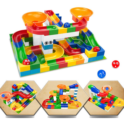 

Construction Marble Race Run Maze Balls Track Building Blocks Educational Bricks Toy 52pcs