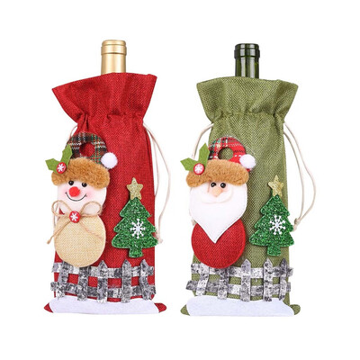 

Gobestart Merry Christmas Santa Wine Bottle Bag Cover Xmas Festival Party Table Decor Gift