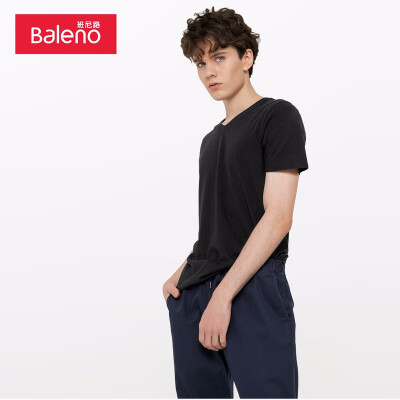 

Baleno T-shirt male 2019 summer cotton V-neck short-sleeved shirt loose bottoming shirt male 88902701 00A S