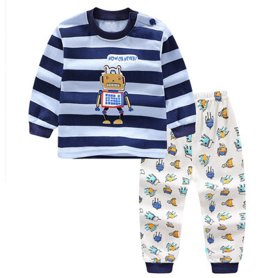 

1-4Y 2PCS Autumn Spring New Style Boys Girls Long-sleeved Underwear Suit Children Soft Cotton Sports Pajamas Kids Clothing